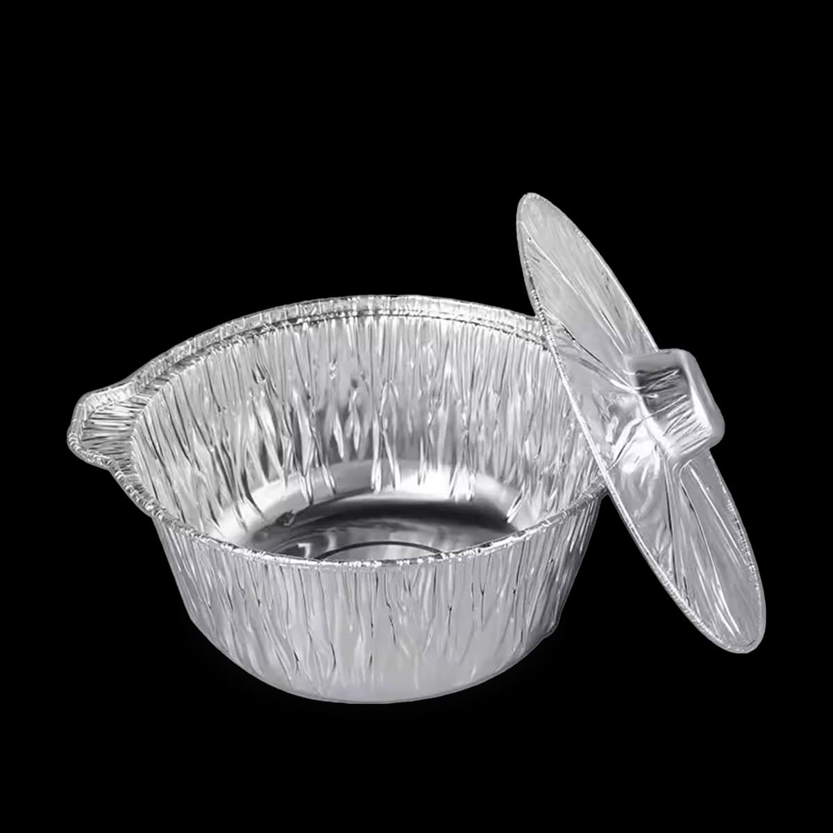 Rounded Aluminium (Cap. 1000ml) Disposable Container with Handles  (200 pcs)